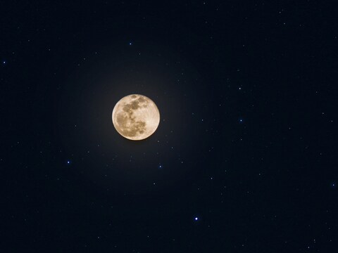 Full Moon in Starry Night Sky