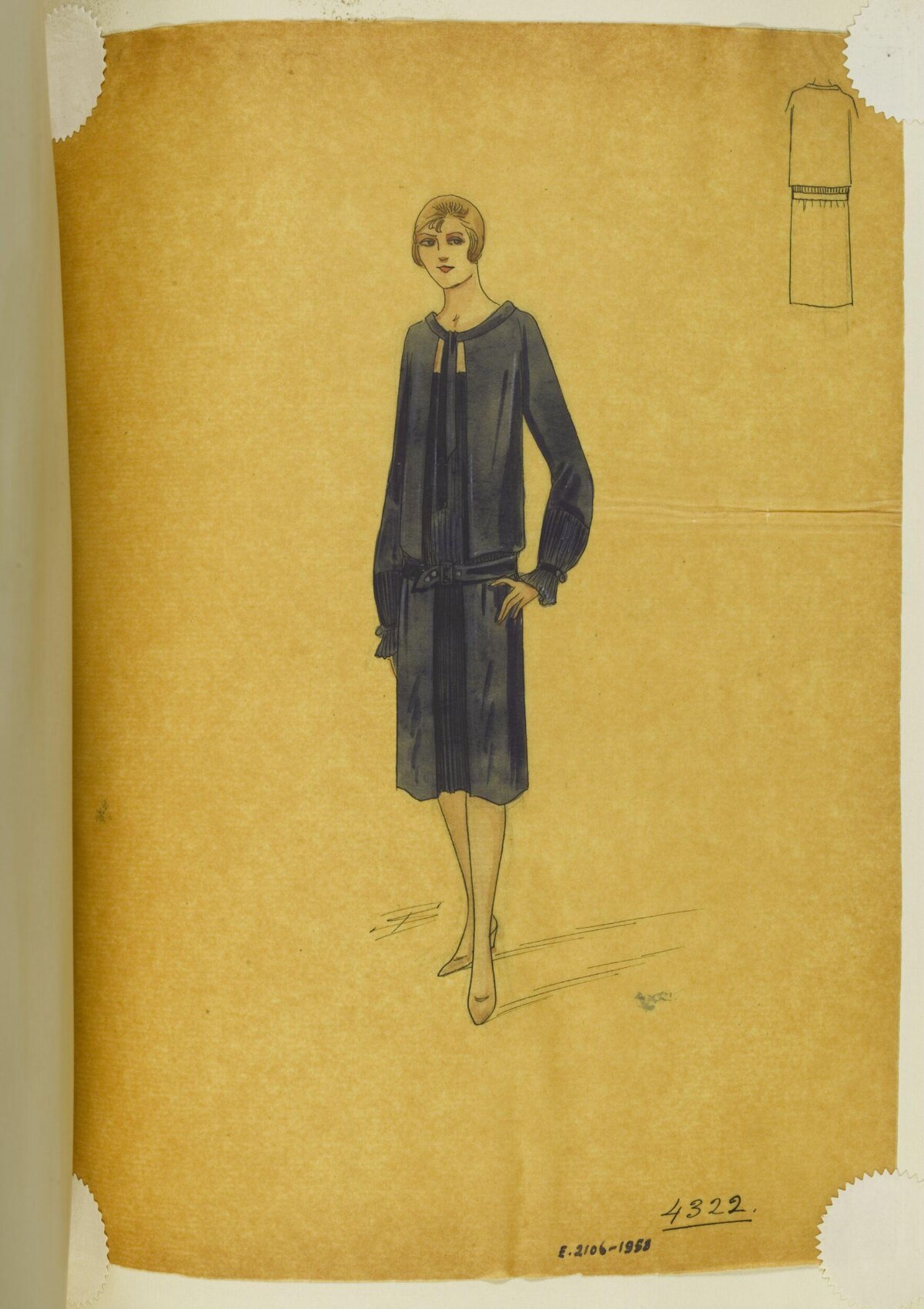 Vintage Day Dress Fashion Sketch