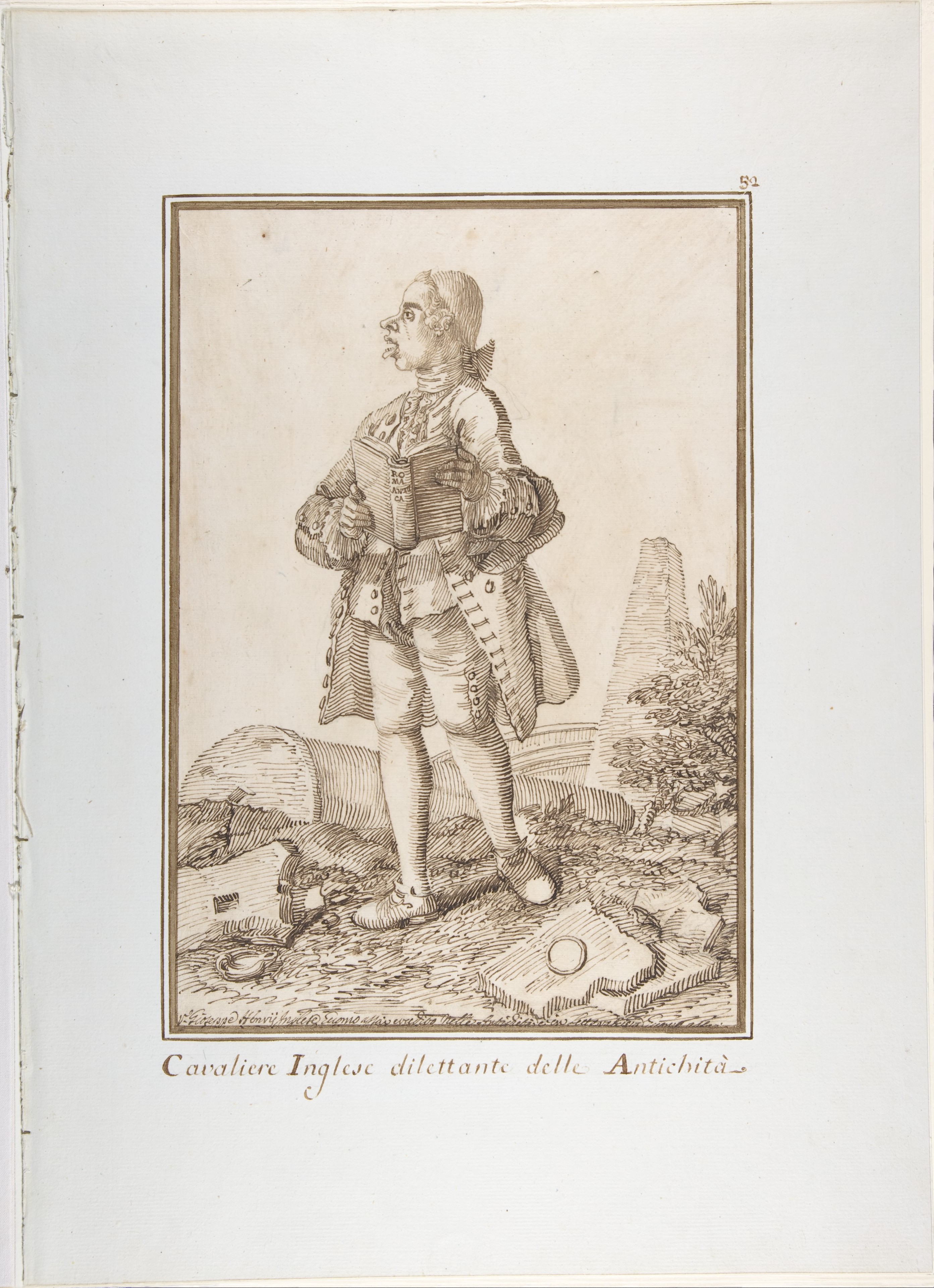 Pen Drawing of English Antiquities Enthusiast