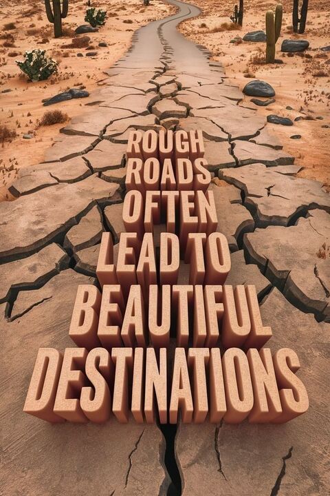 Motivational Quote on Cracked Desert Road