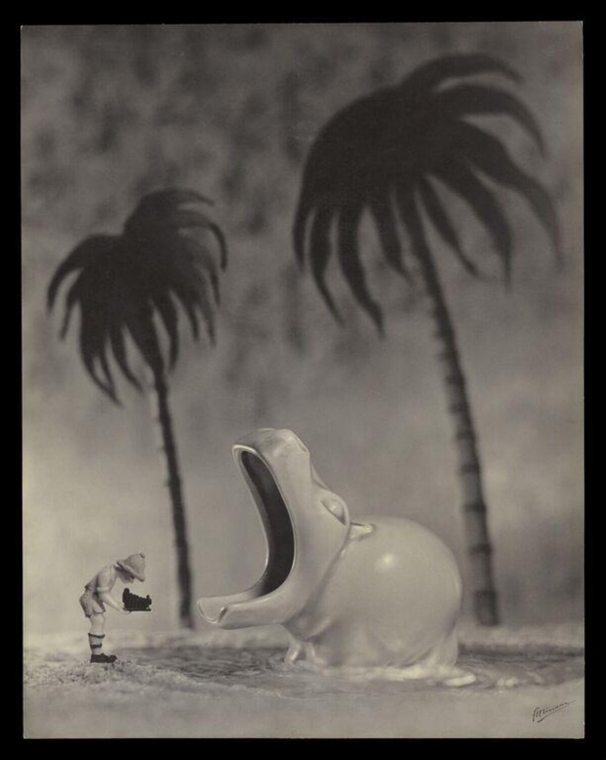 Miniature Photographer and Hippo Safari Scene