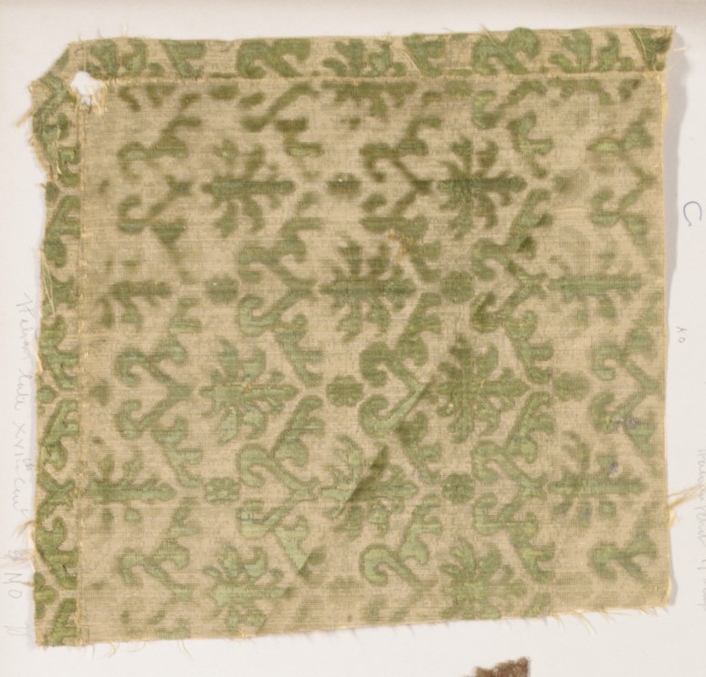 16th Century Green Patterned Textile Fragment