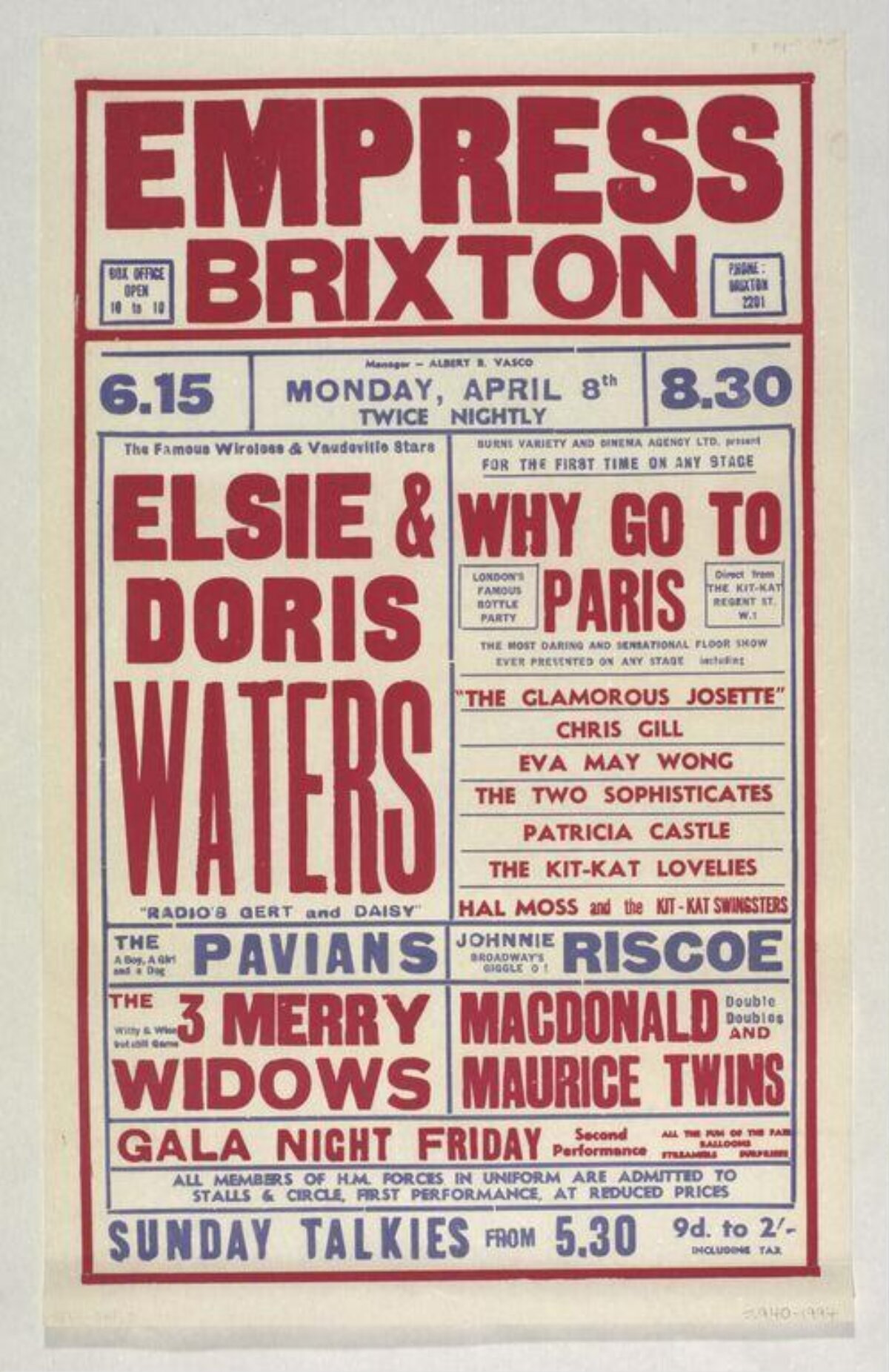Vintage Empress Brixton Variety Show Poster
