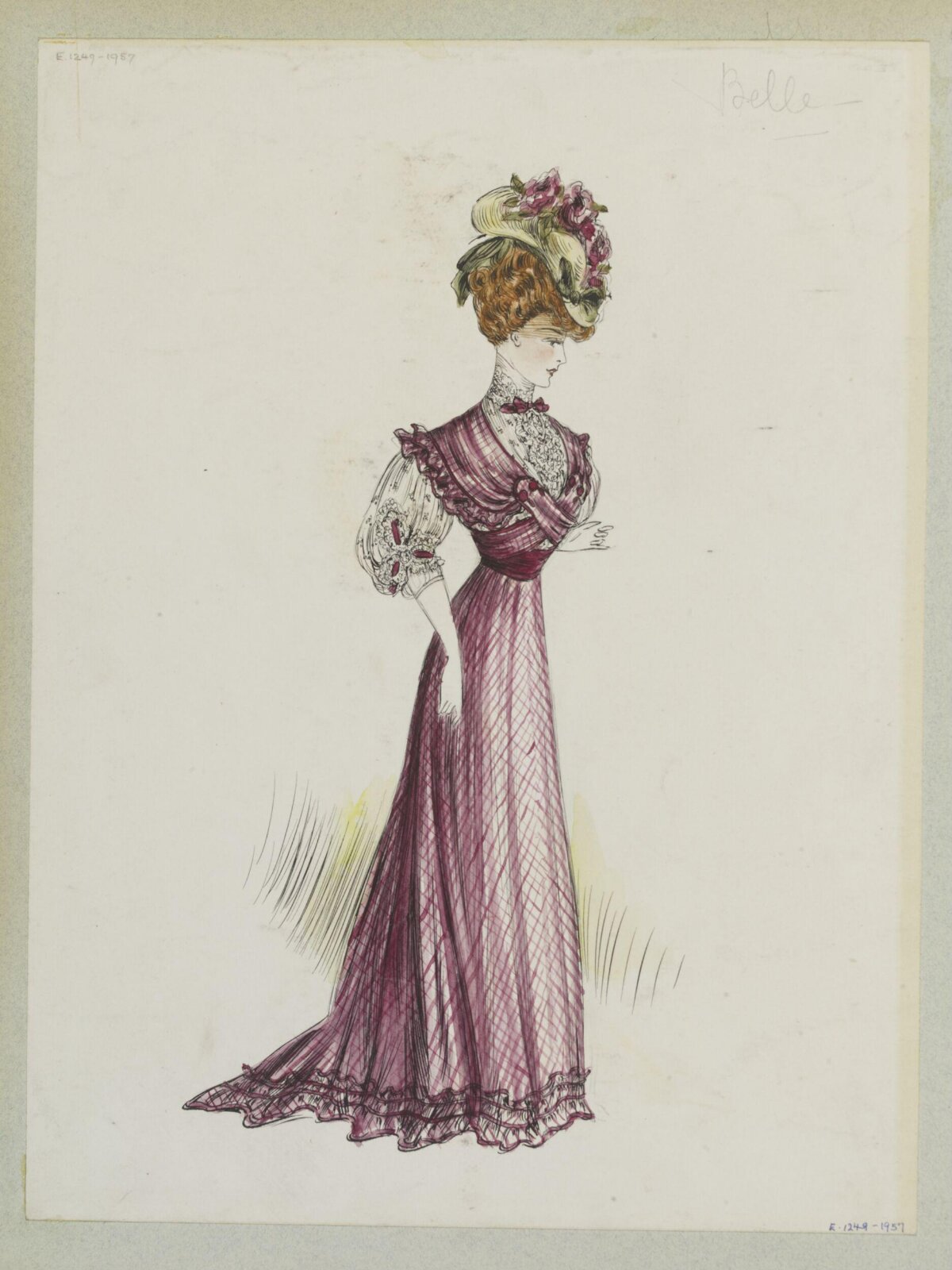 Edwardian Ladies Gown Fashion Sketch
