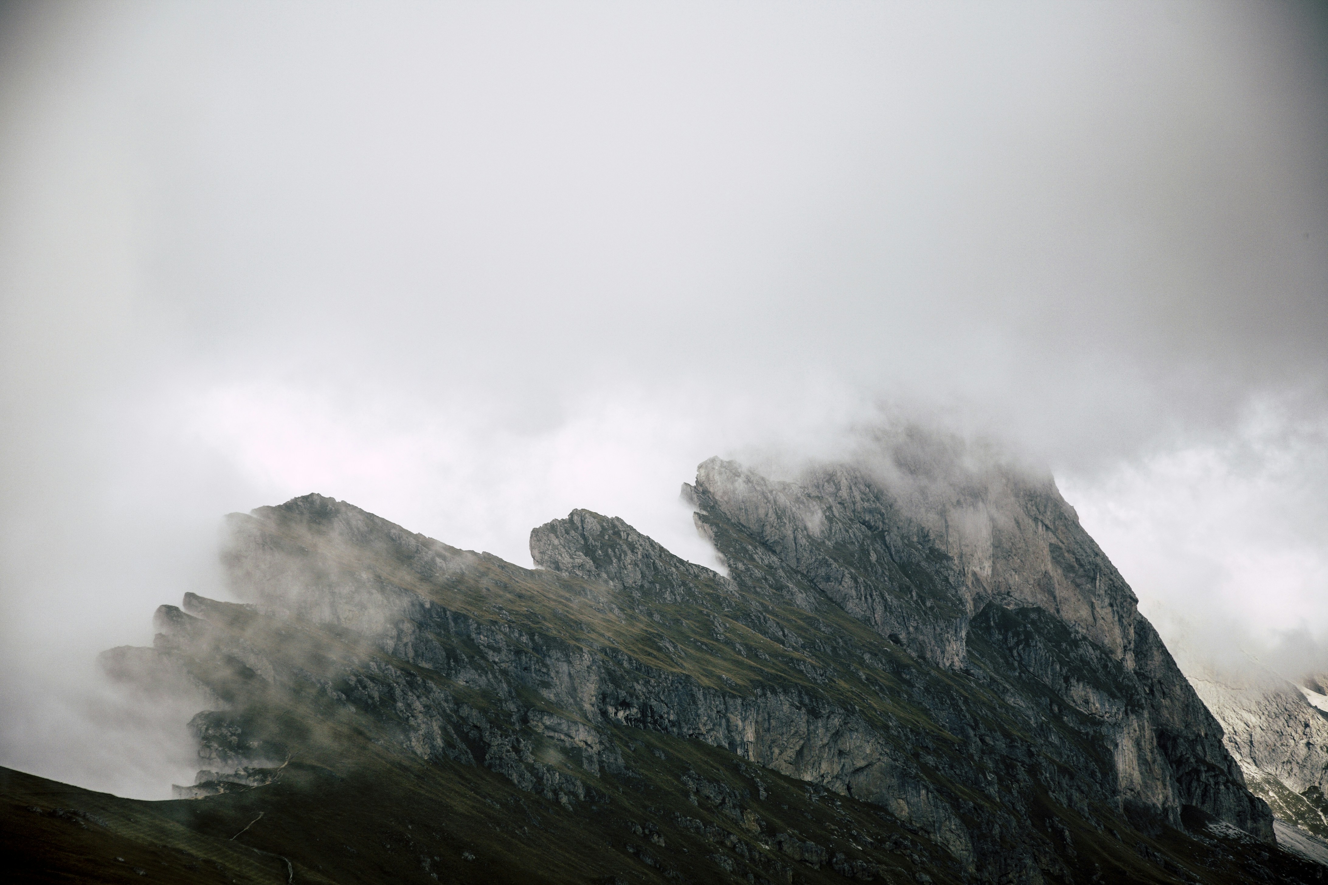 Fog-shrouded Rocky Mountain Peaks
