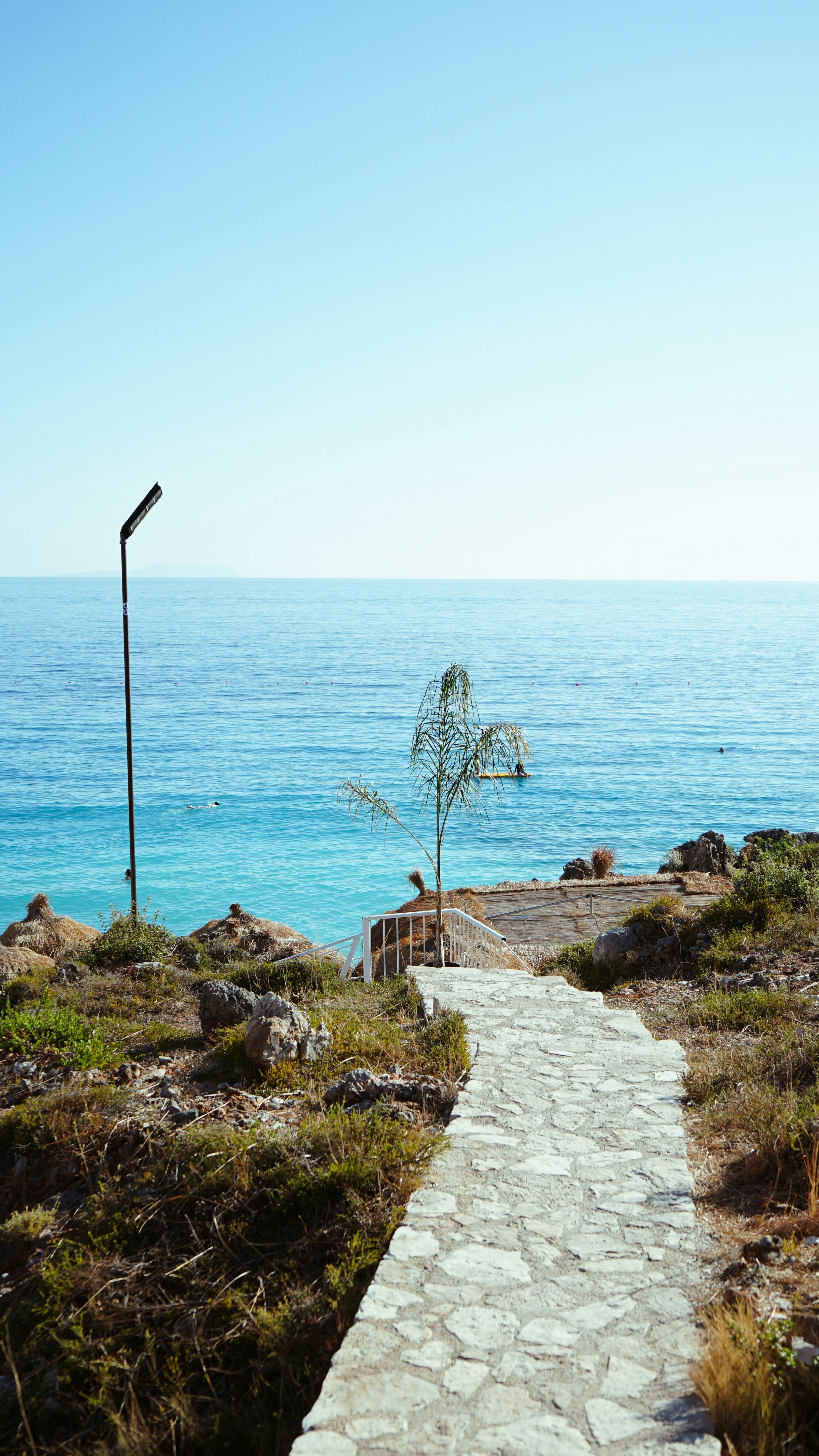 Stone Path Leading to Blue Sea