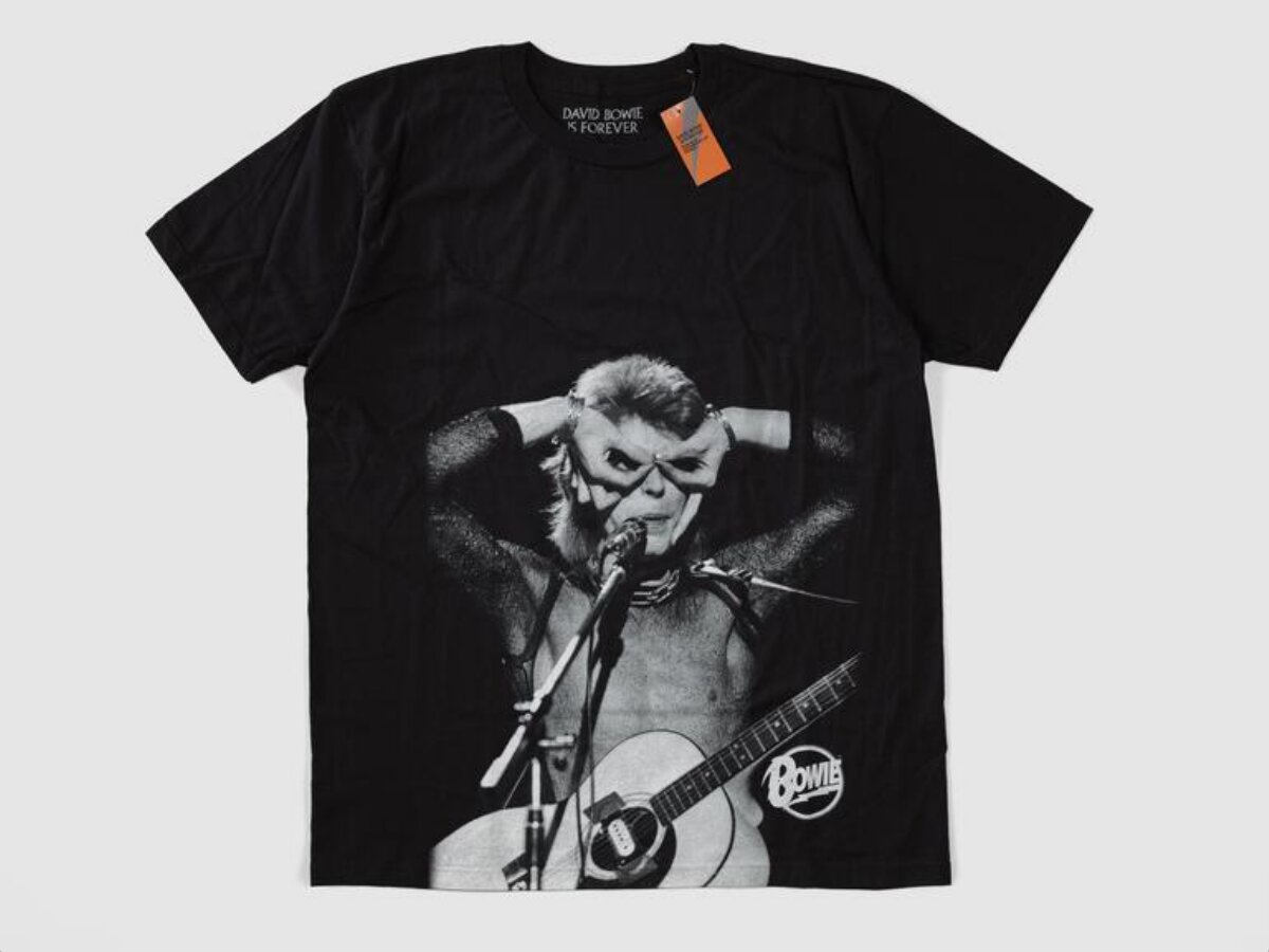 Black David Bowie Print T-shirt