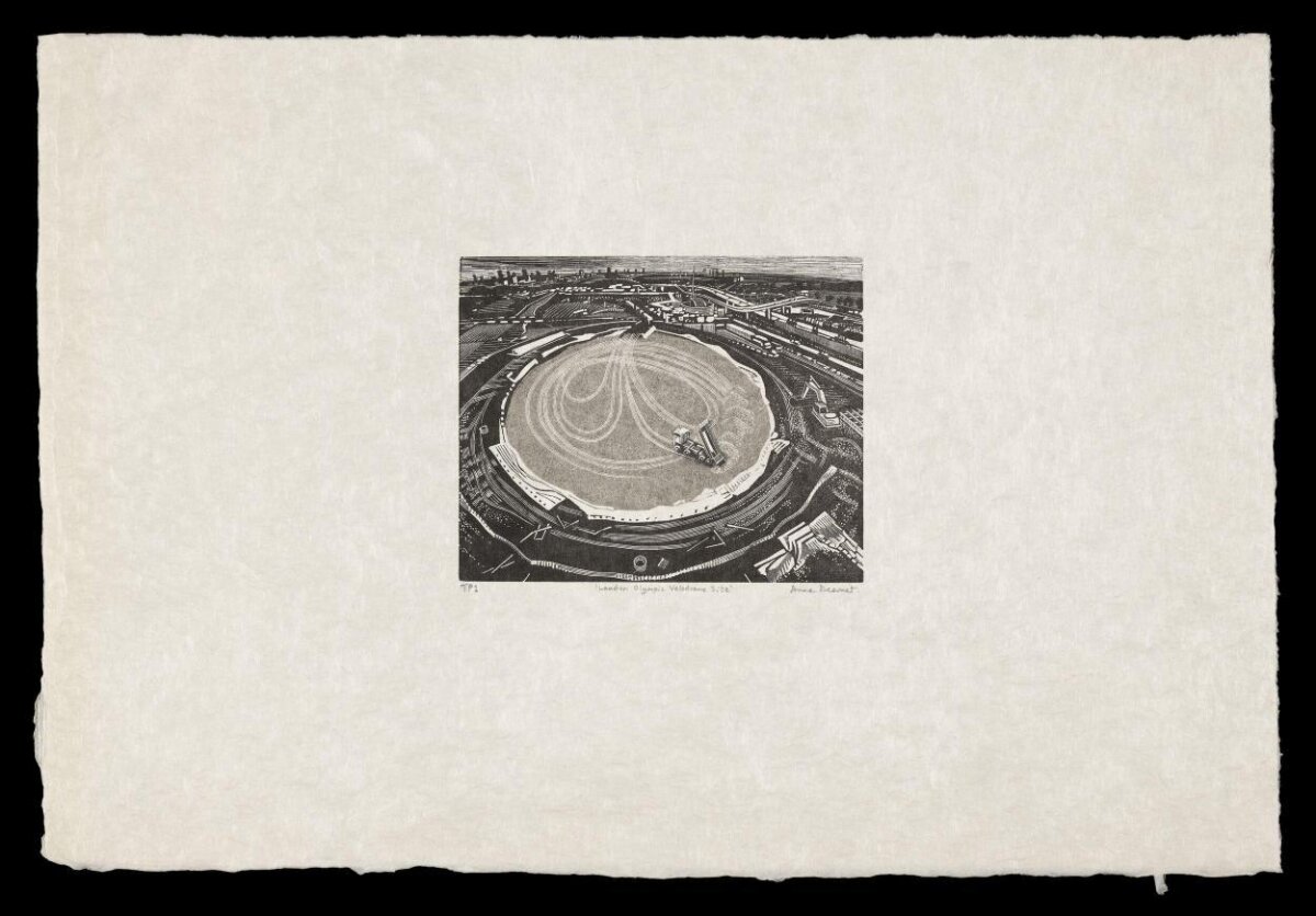 Wood Engraving of London Olympic Velodrome