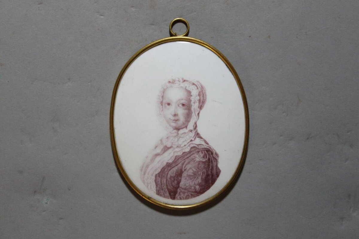 Oval Pendant Miniature Portrait of a Woman