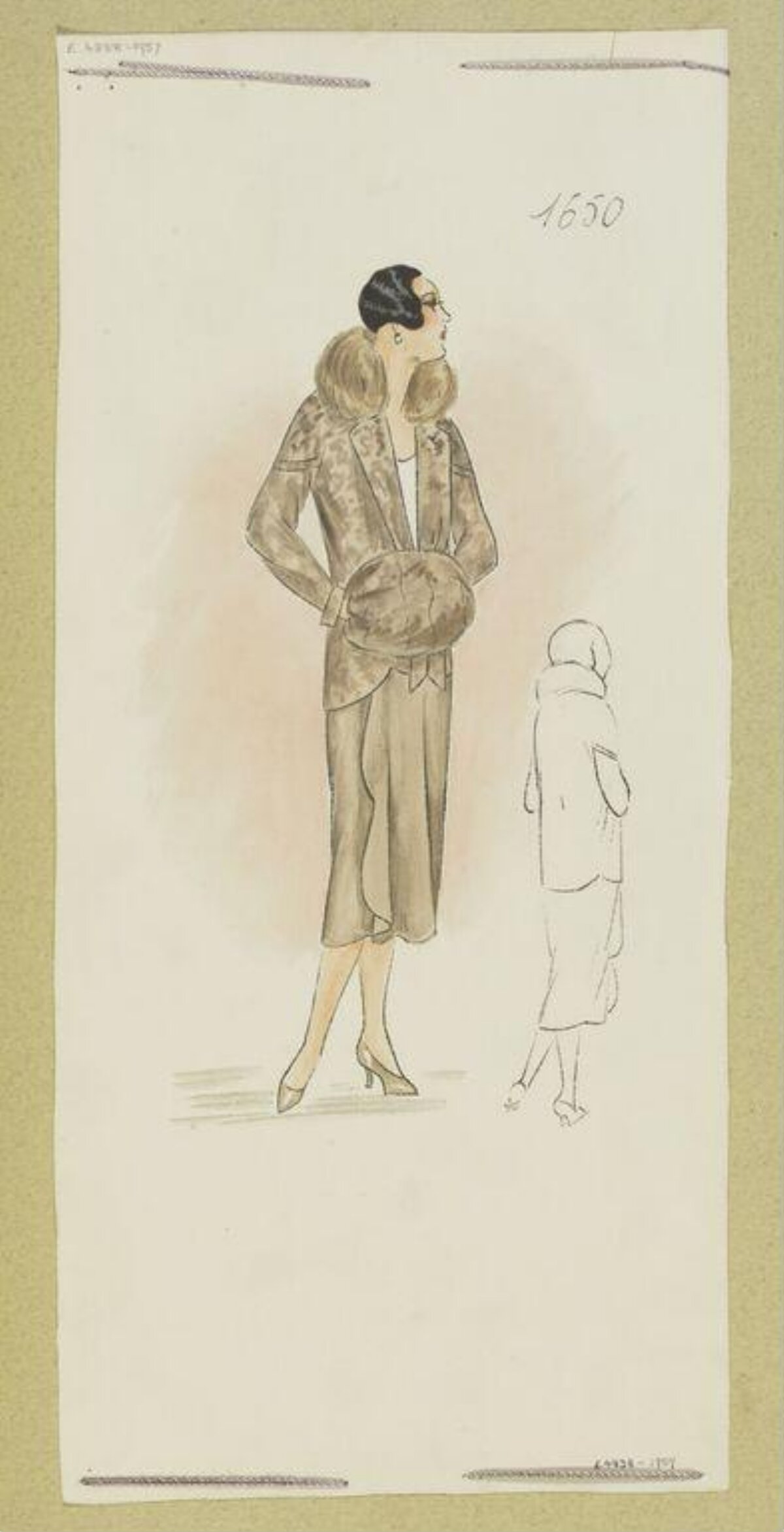 Vintage 1920s Fashion Design Sketch