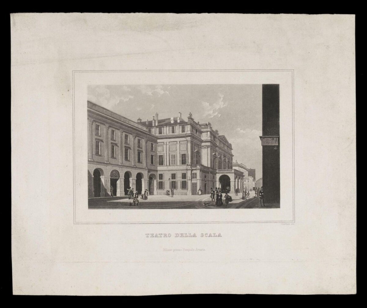 Antique Engraving of Teatro della Scala