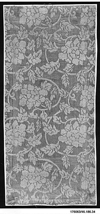 Antique Peony Pattern Silk Fragment