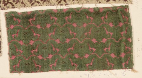 Antique Green and Pink Textile Fragment
