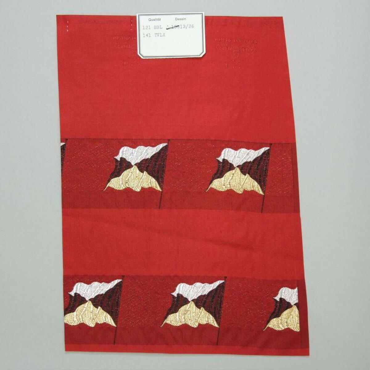 Red Embroidered Fabric Sample