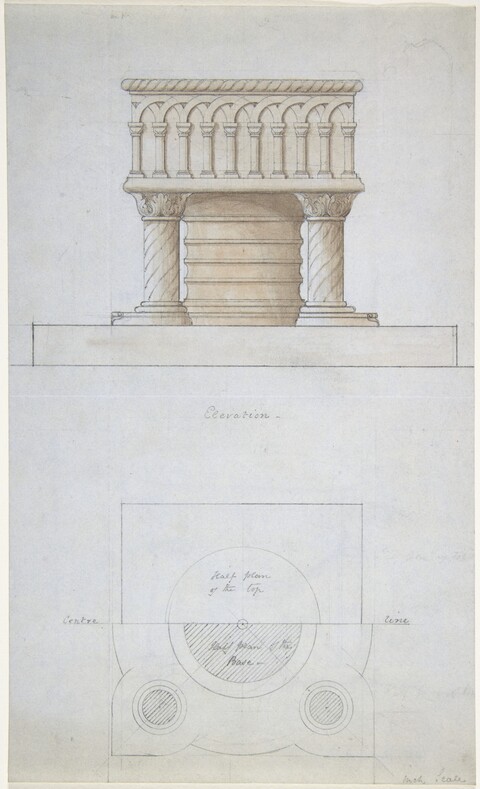 Architectural Drawing of Stone Pedestal
