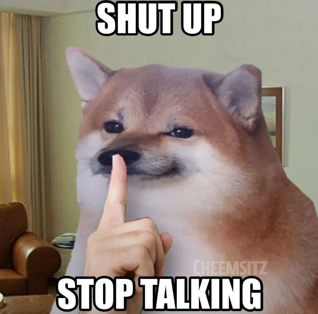 Cheems Shut Up Stop Talking Meme