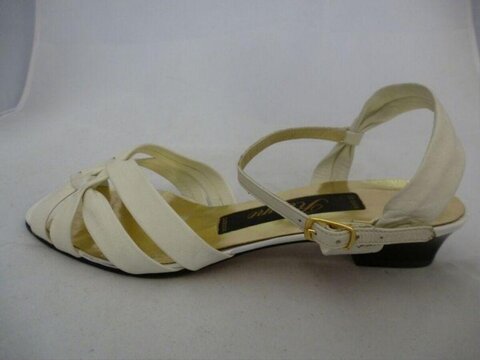 White Women's Slingback Low Heel Sandal