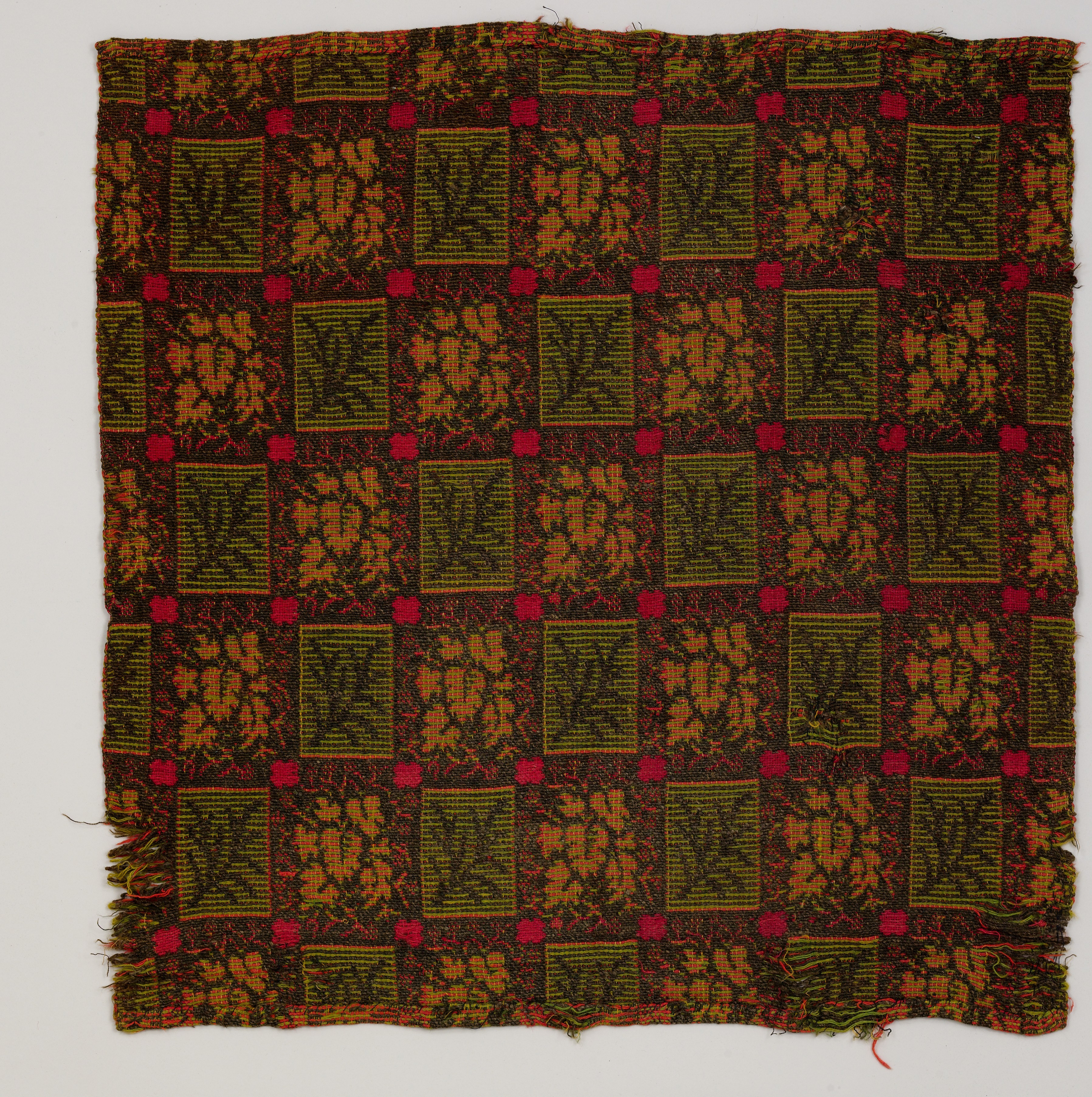 Geometric Patterned Woven Textile Fragment