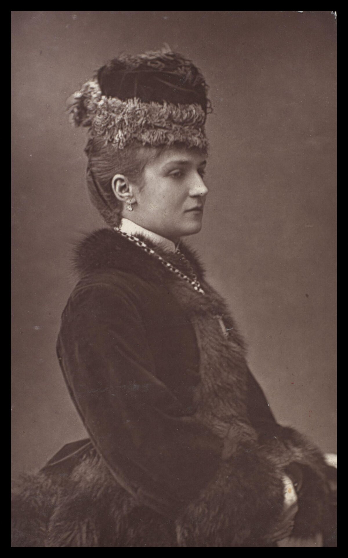Vintage Portrait of Woman in Fur
