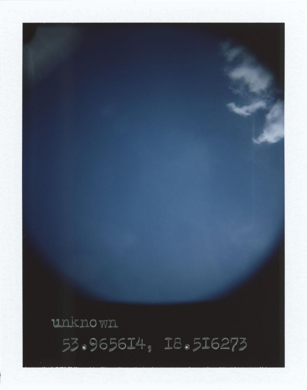 Polaroid Blue Sky With Coordinates