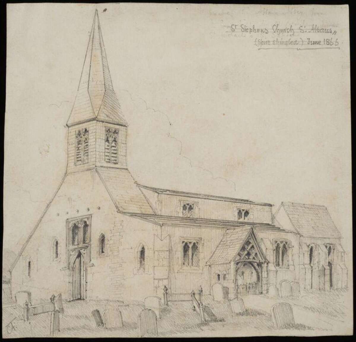 1866 Pencil Sketch of St Stephen's Church