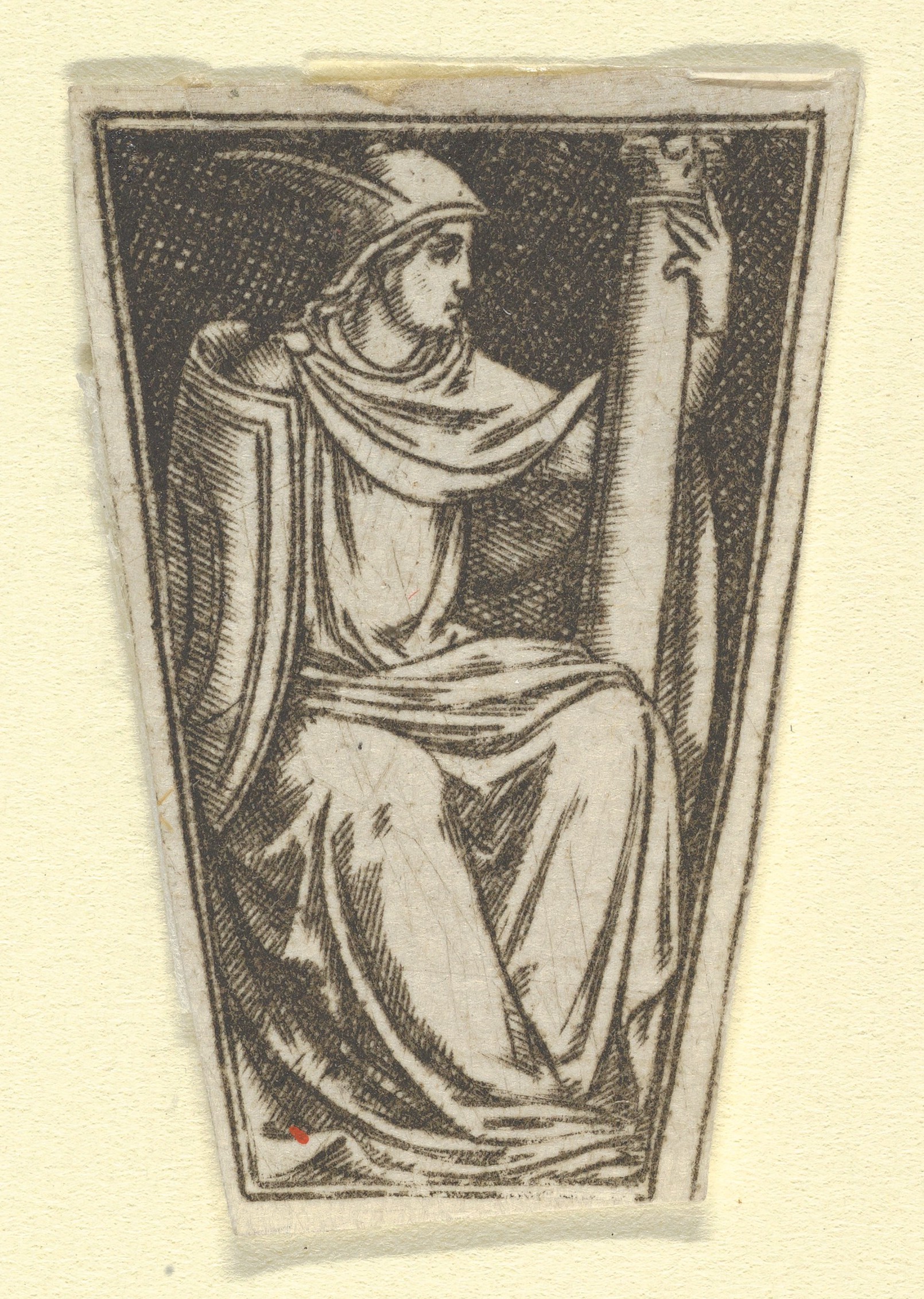 Seated King Antique Etching