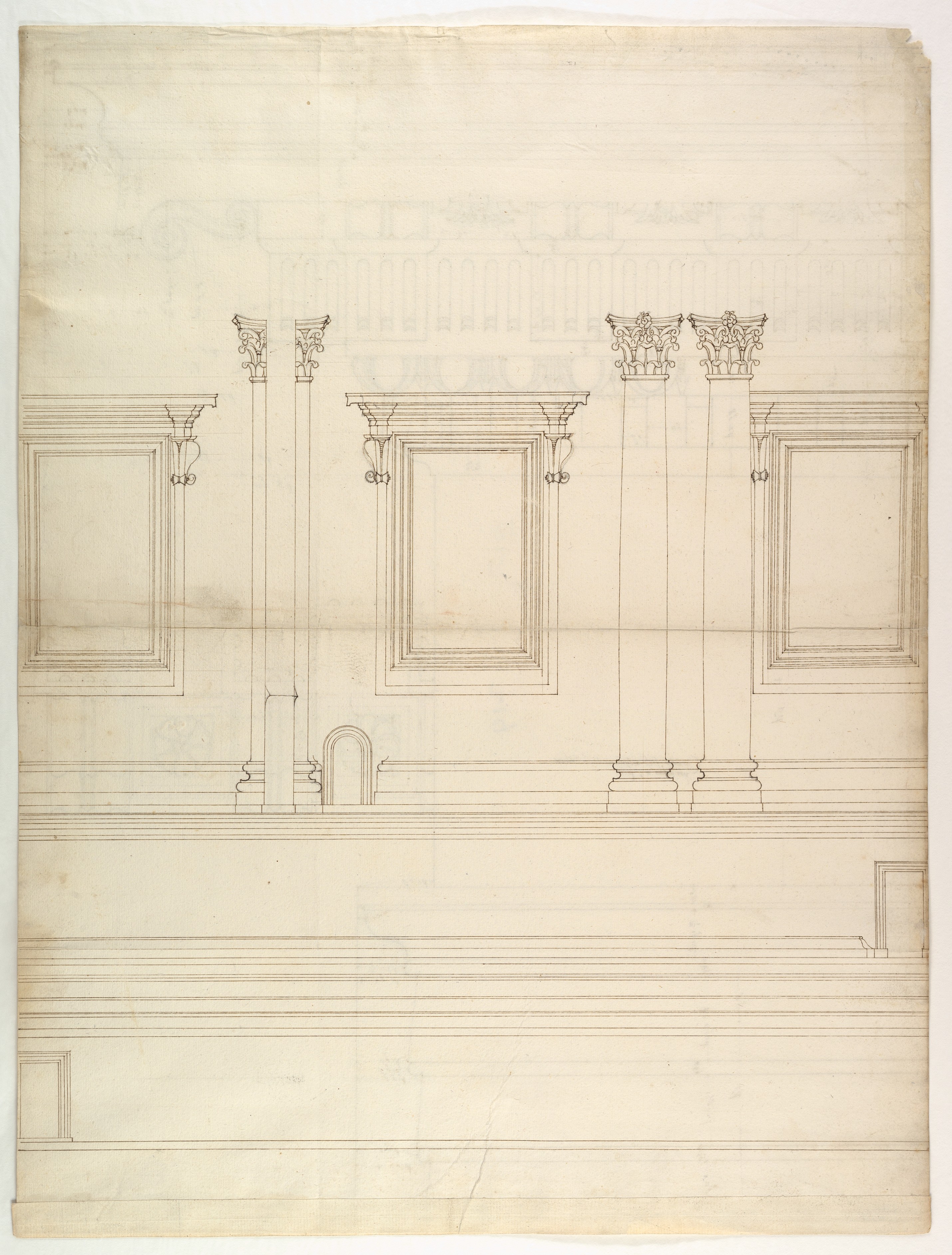 Classical Architectural Interior Elevation Drawing