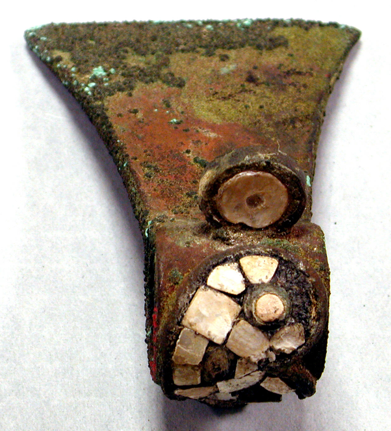 Ancient Inlaid Bronze Axe Fragment