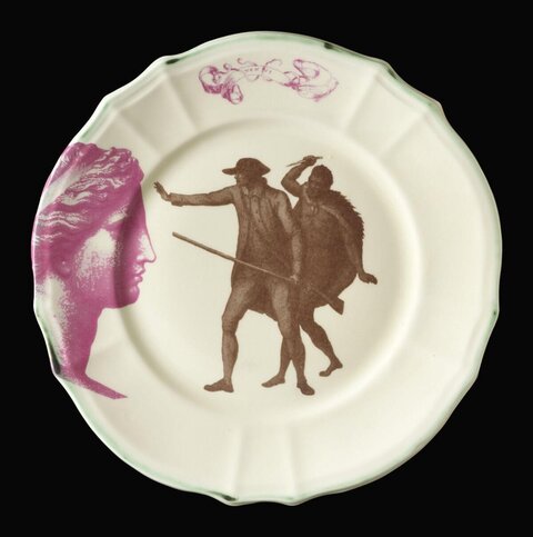 Decorative Plate With Printed Figures