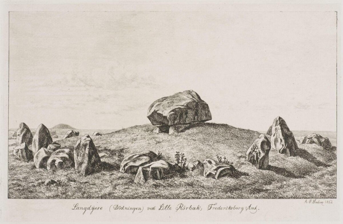 Etching of Danish Long Barrow