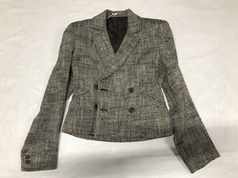 Grey Tweed Double Breasted Blazer
