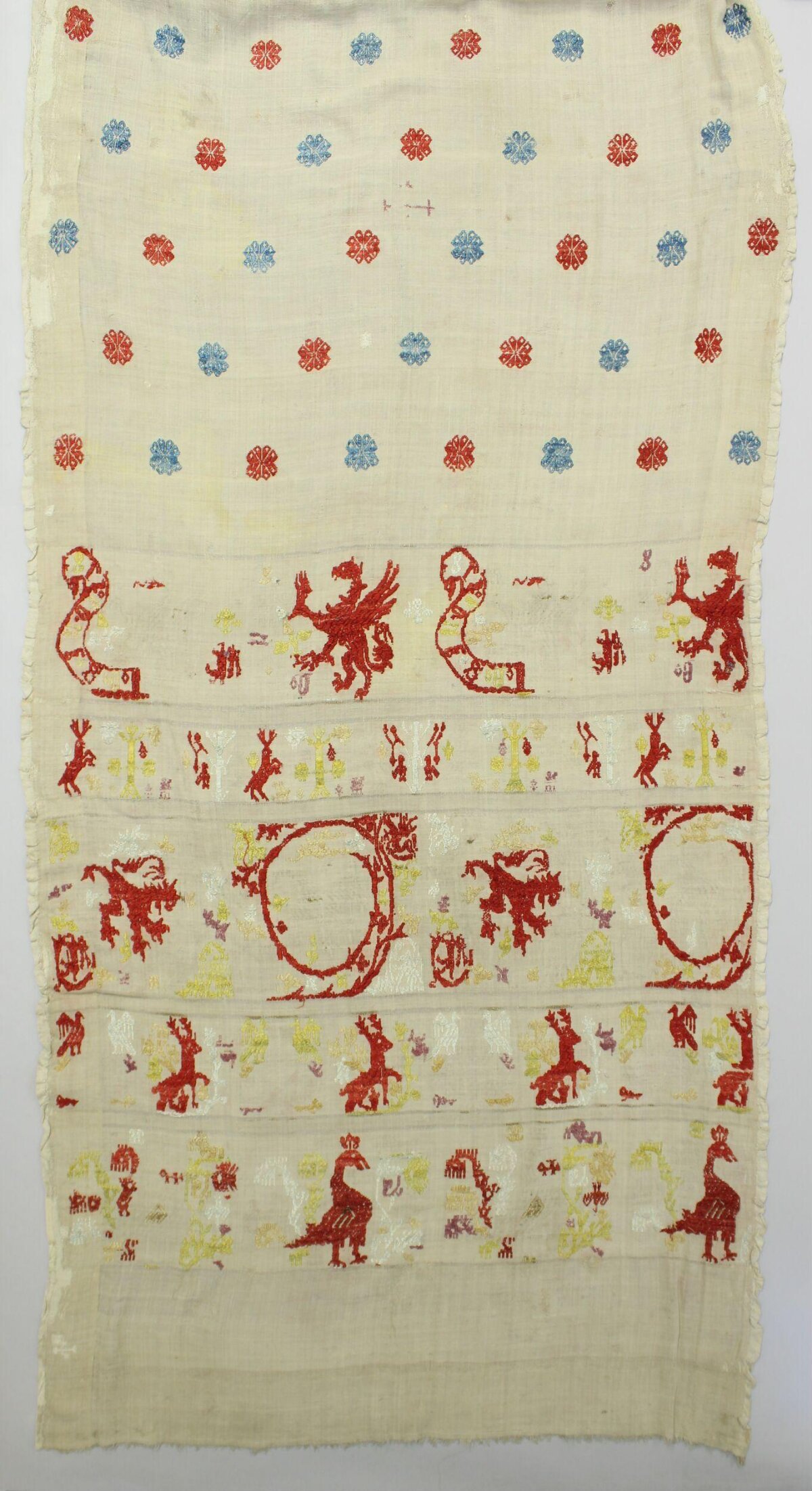 Antique Embroidered Textile with Animal Motifs