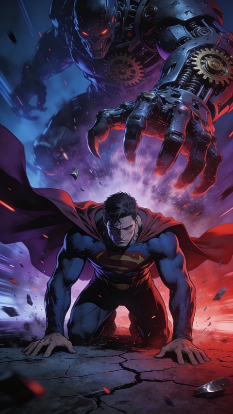Superman vs Giant Robot Villain