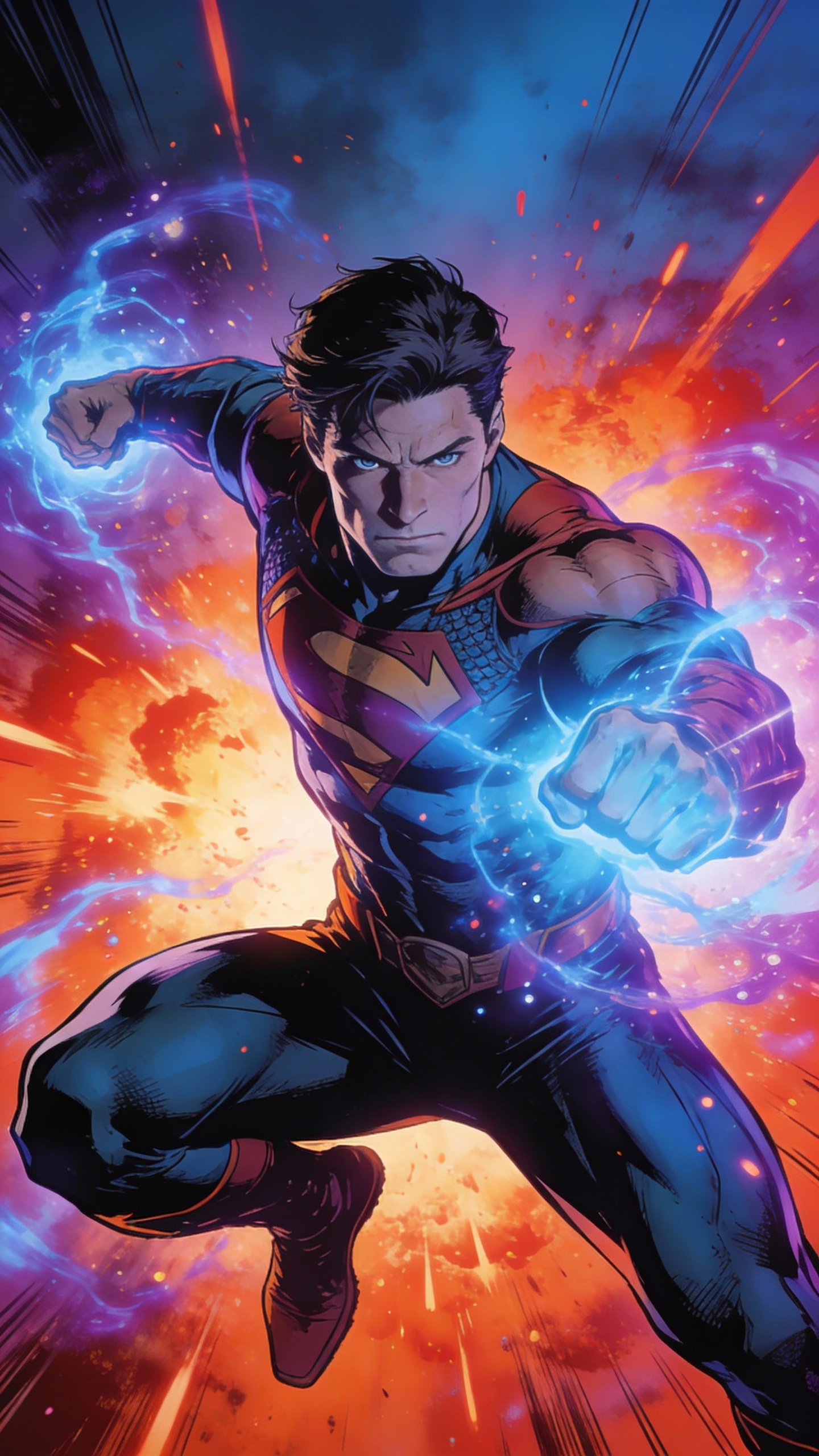 Superman Charging Into Battle