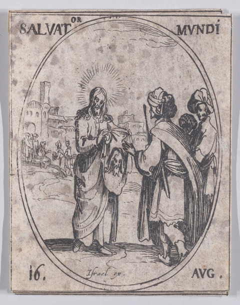 Salvator Mundi Antique Religious Etching
