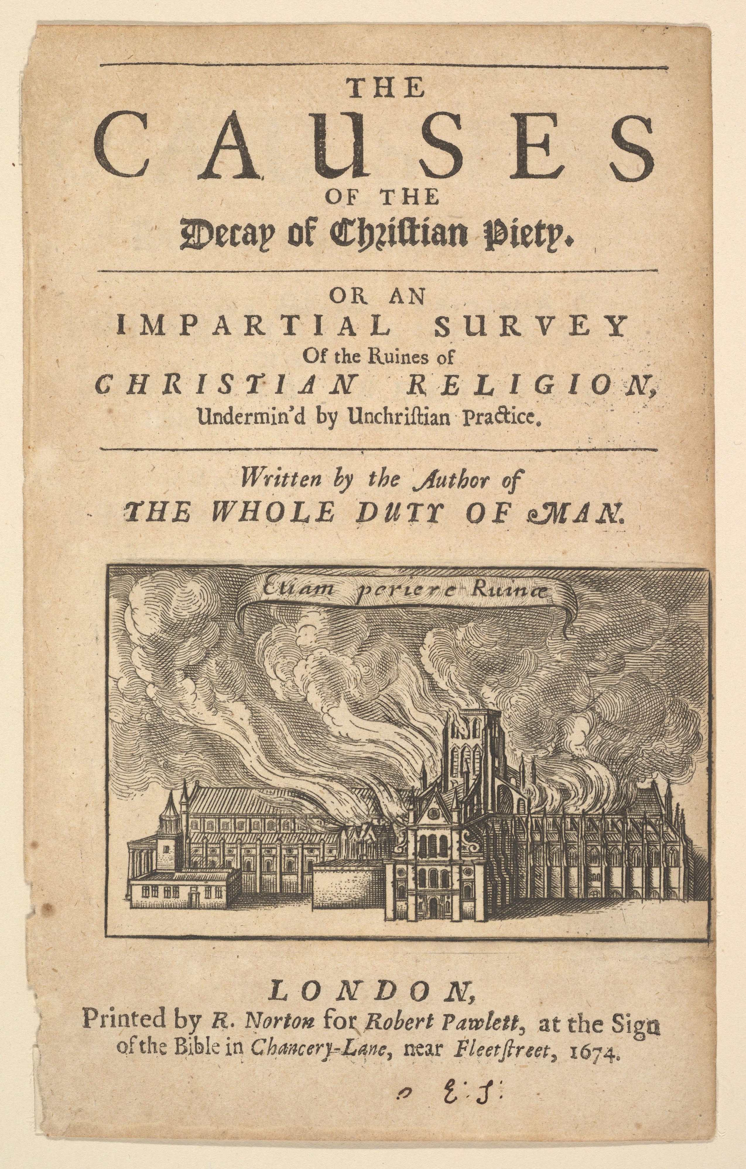 1674 Antique Book Title Page
