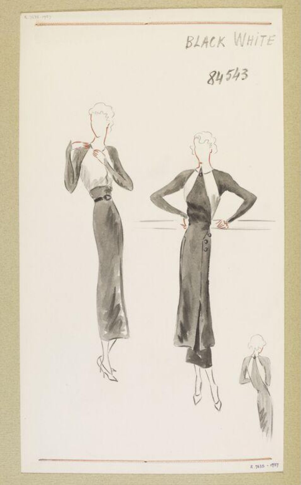 Black White Vintage Fashion Sketch
