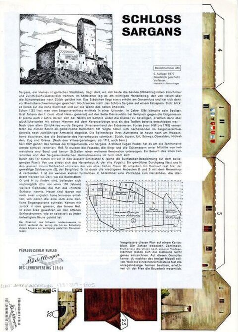 Schloss Sargans Paper Model Sheet