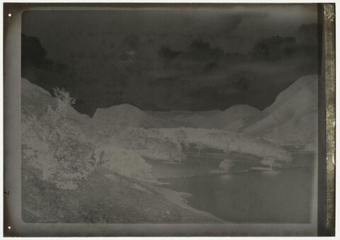 Old Negative of Mountain Lake Landscape