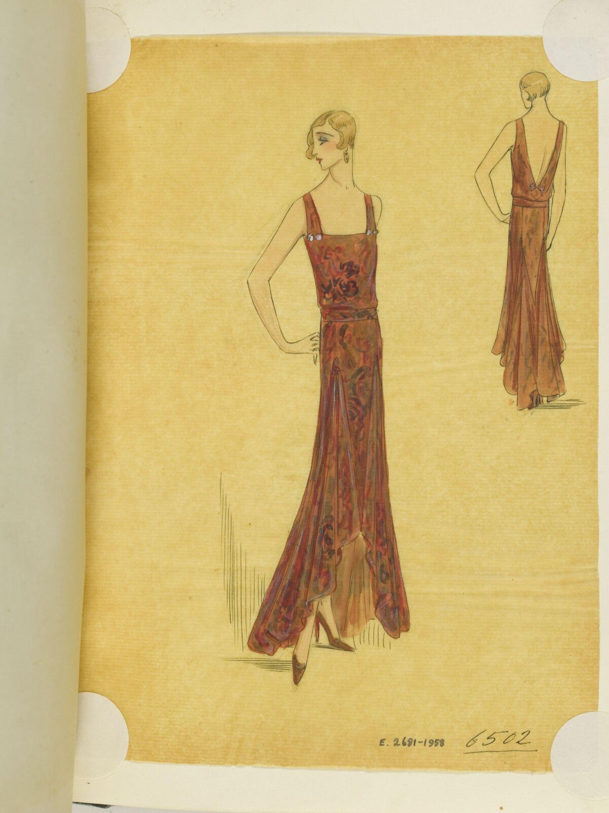 Vintage Evening Gown Fashion Sketch