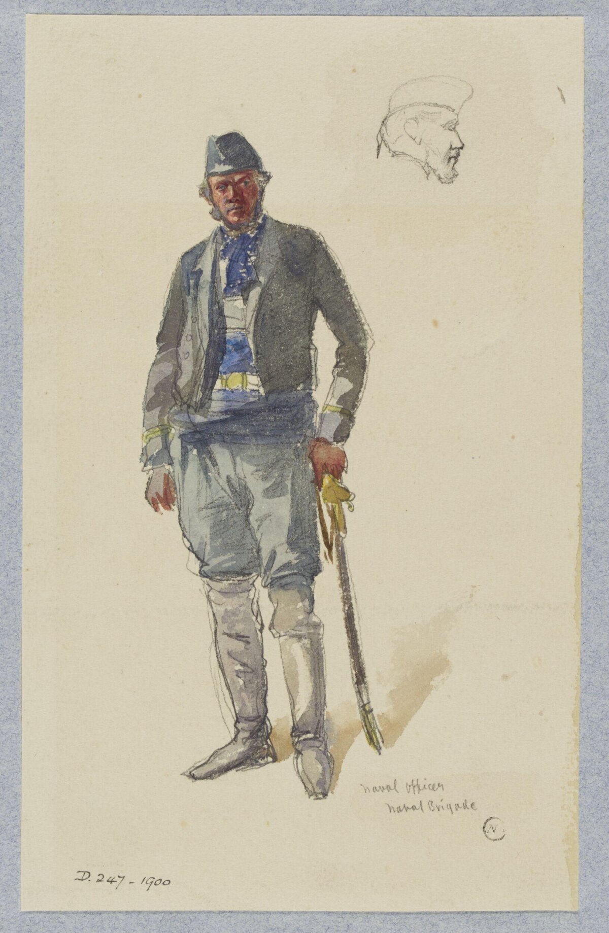 Watercolor Sketch of a Naval Officer