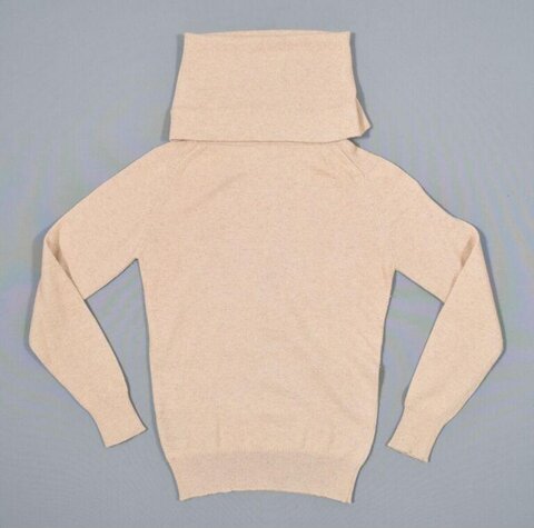 Plain Beige Cowl Neck Sweater