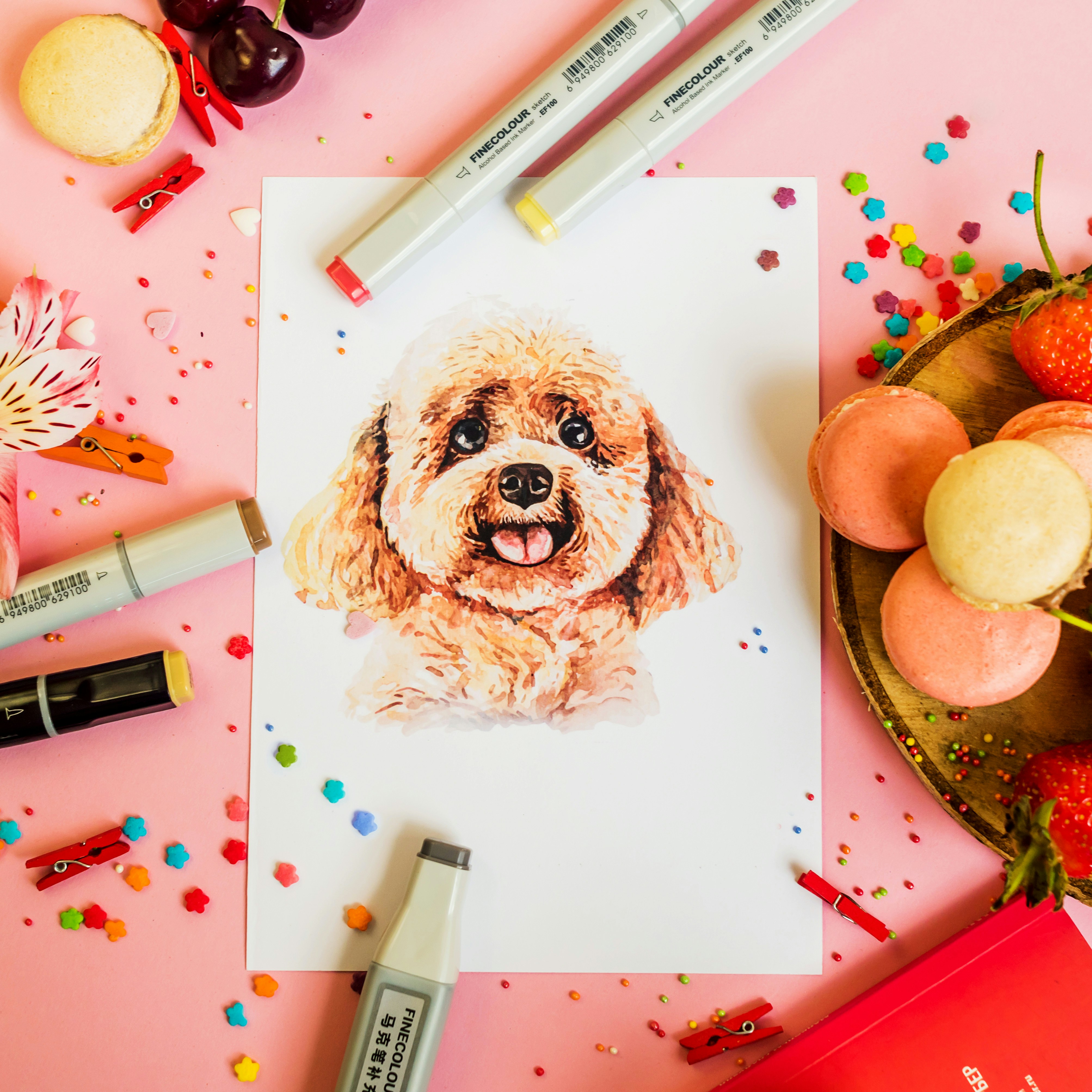 Cute Dog Marker Illustration