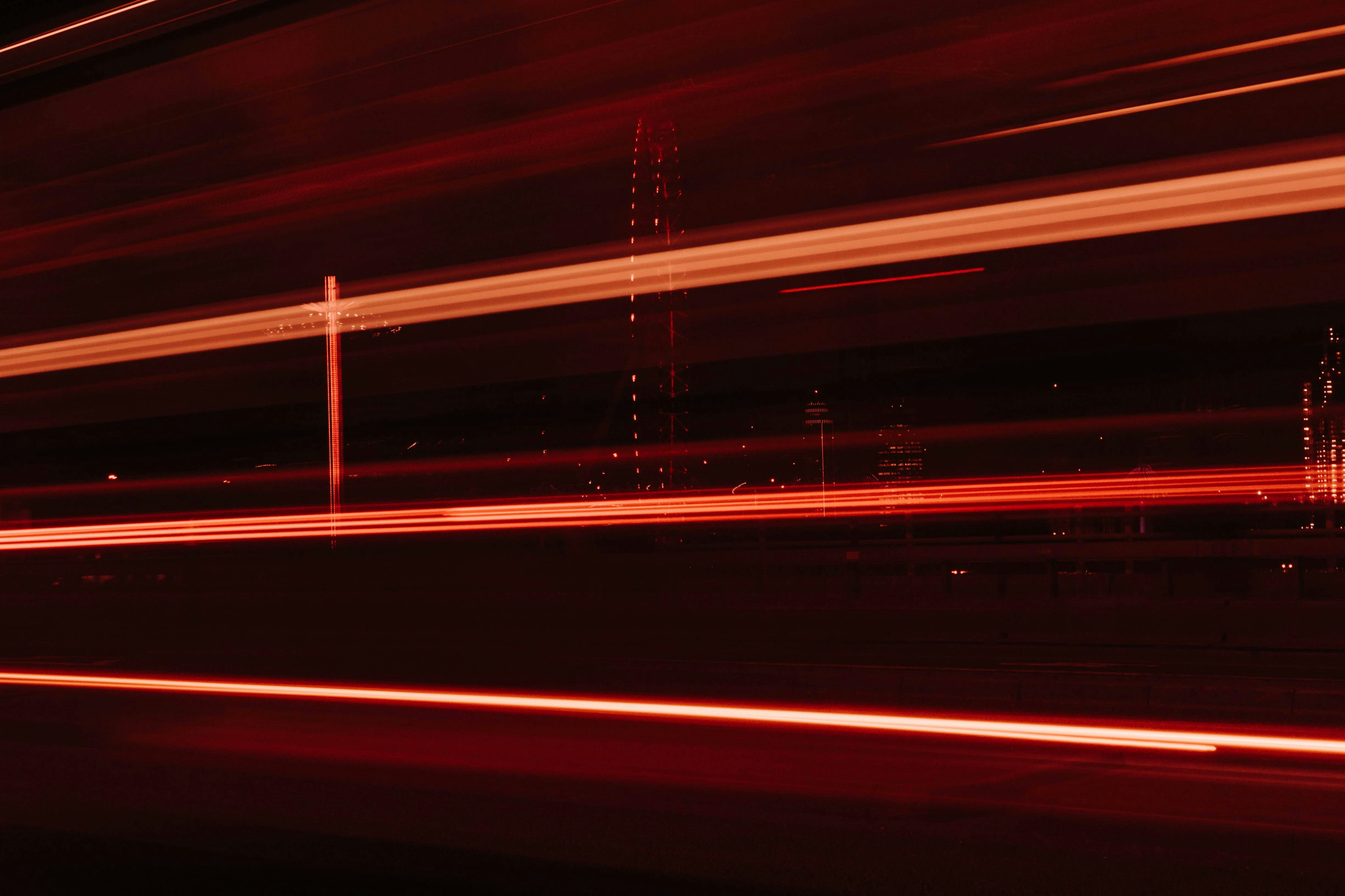 Red Night Urban Light Trails — Black Backgrounds