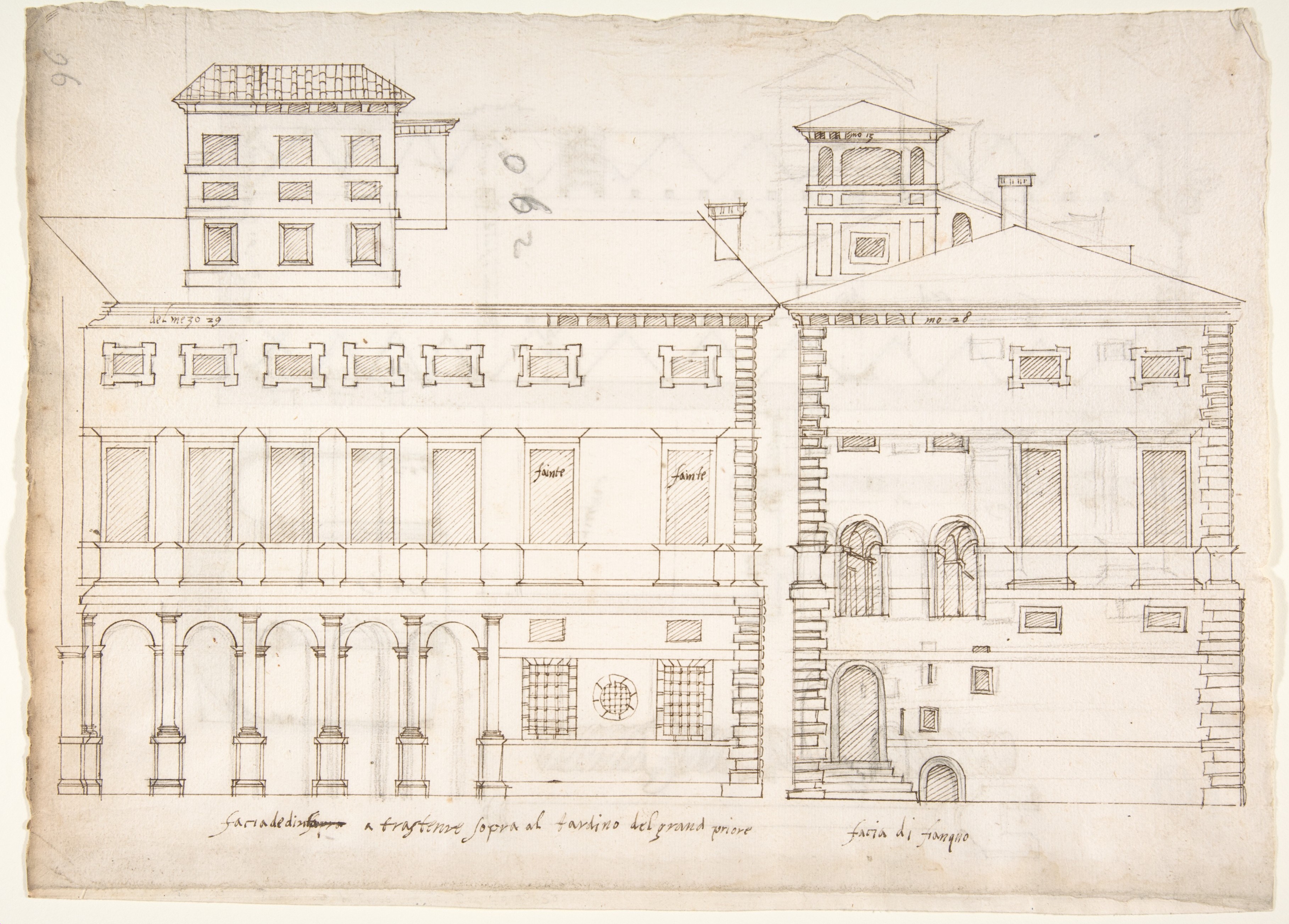 Hand-Drawn Historical Architectural Facade Sketch