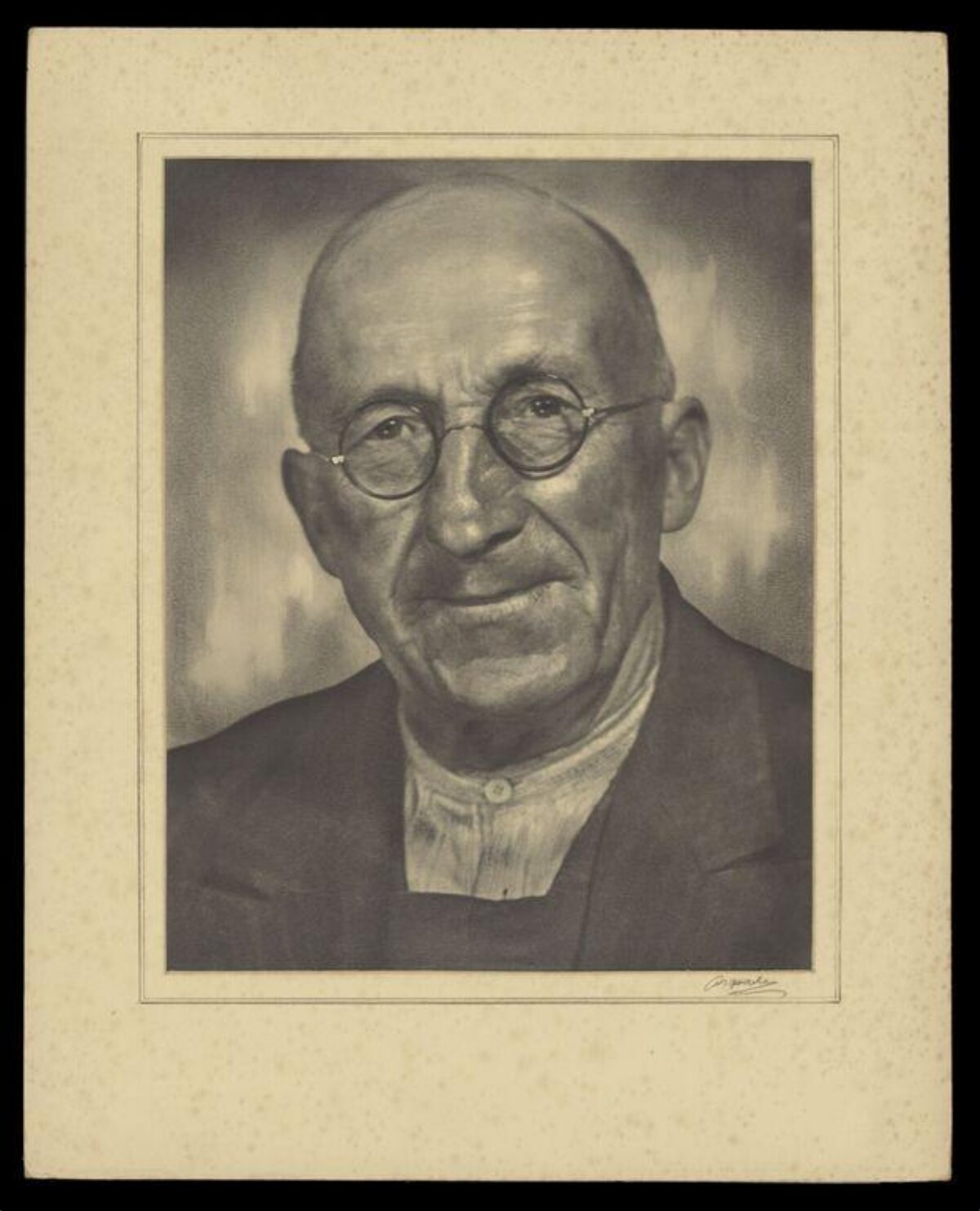 Vintage Portrait of Elderly Bald Man