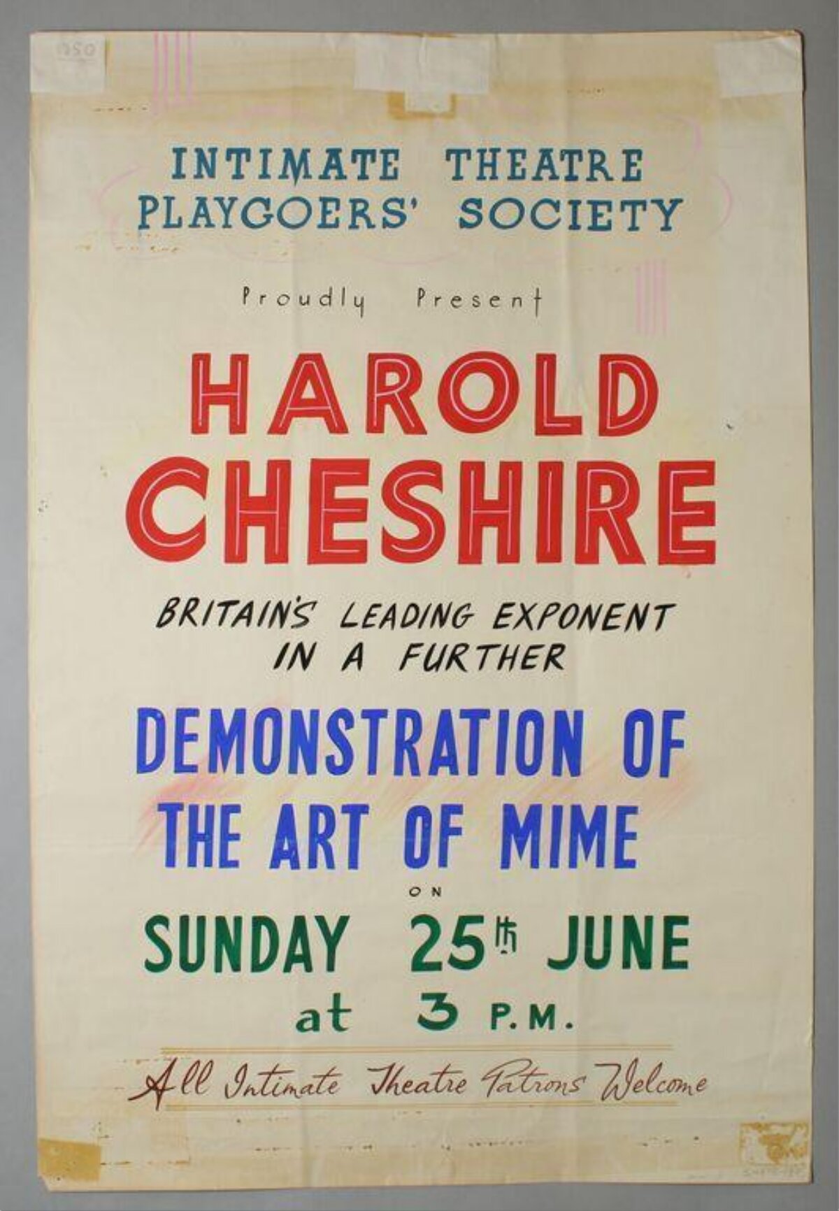 Harold Cheshire Mime Demonstration Poster