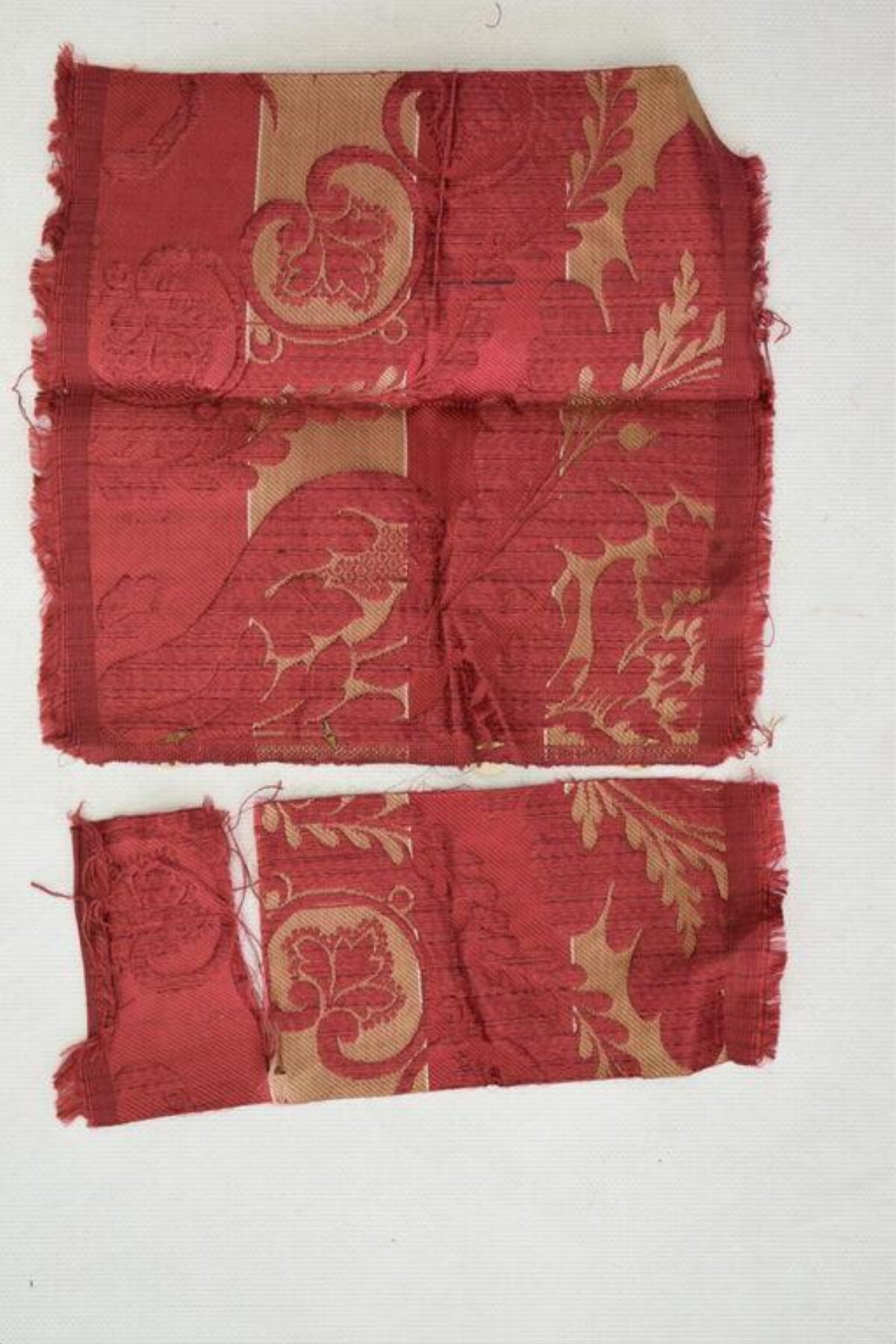 Red Patterned Textile Fragments