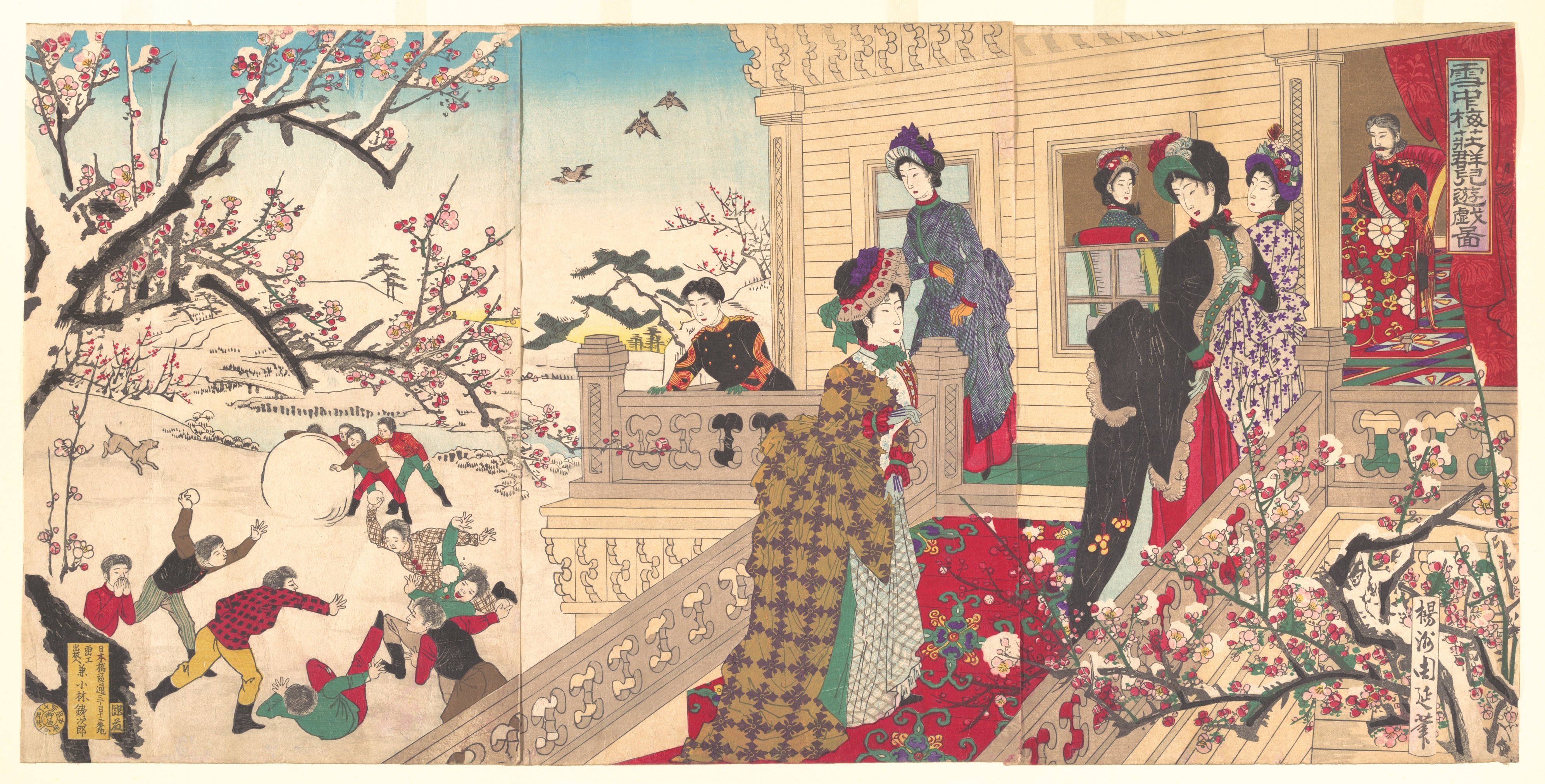 Children's Snow Play Ukiyo-e