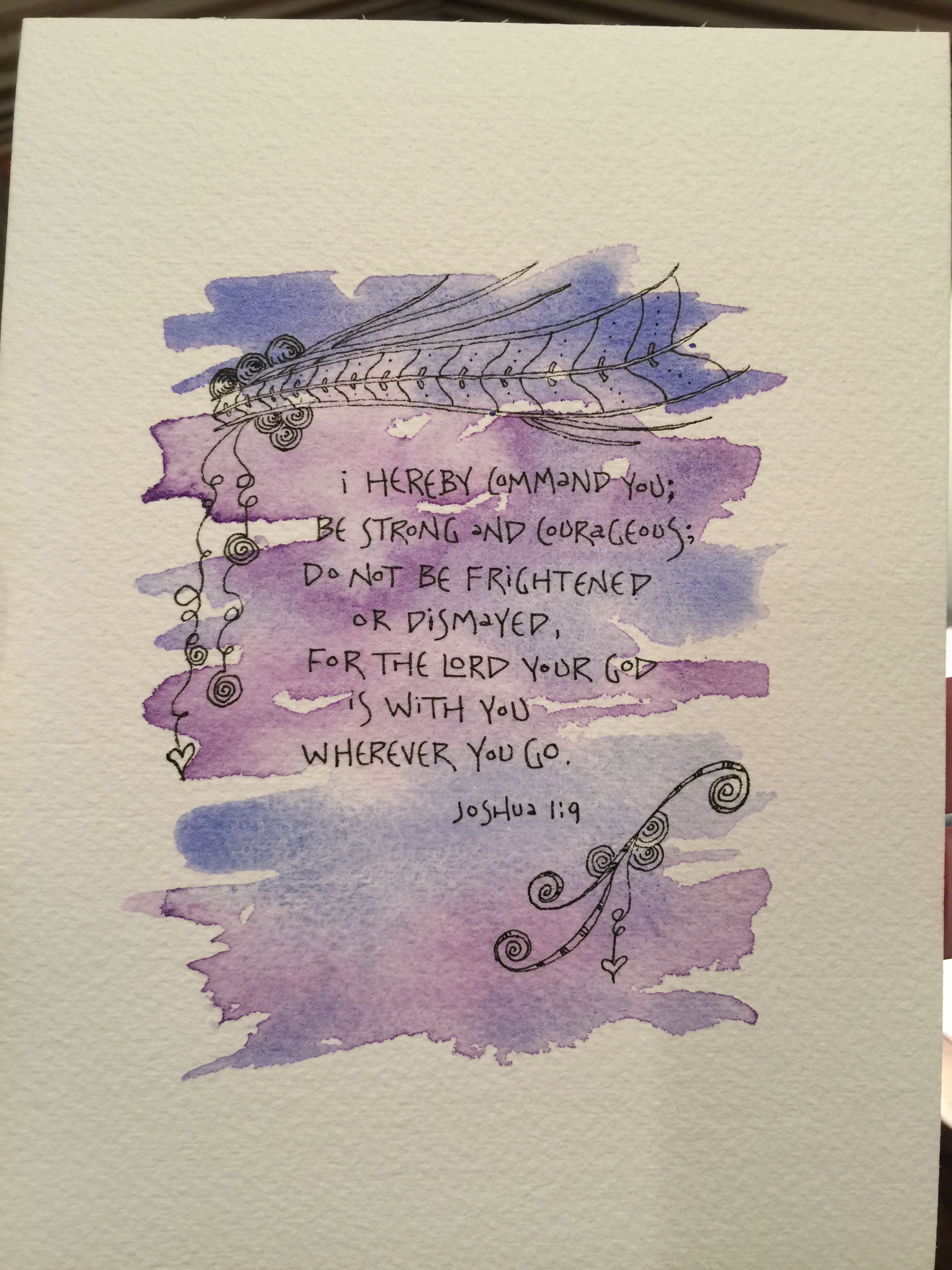 Watercolor Joshua 1:9 Bible Verse Art